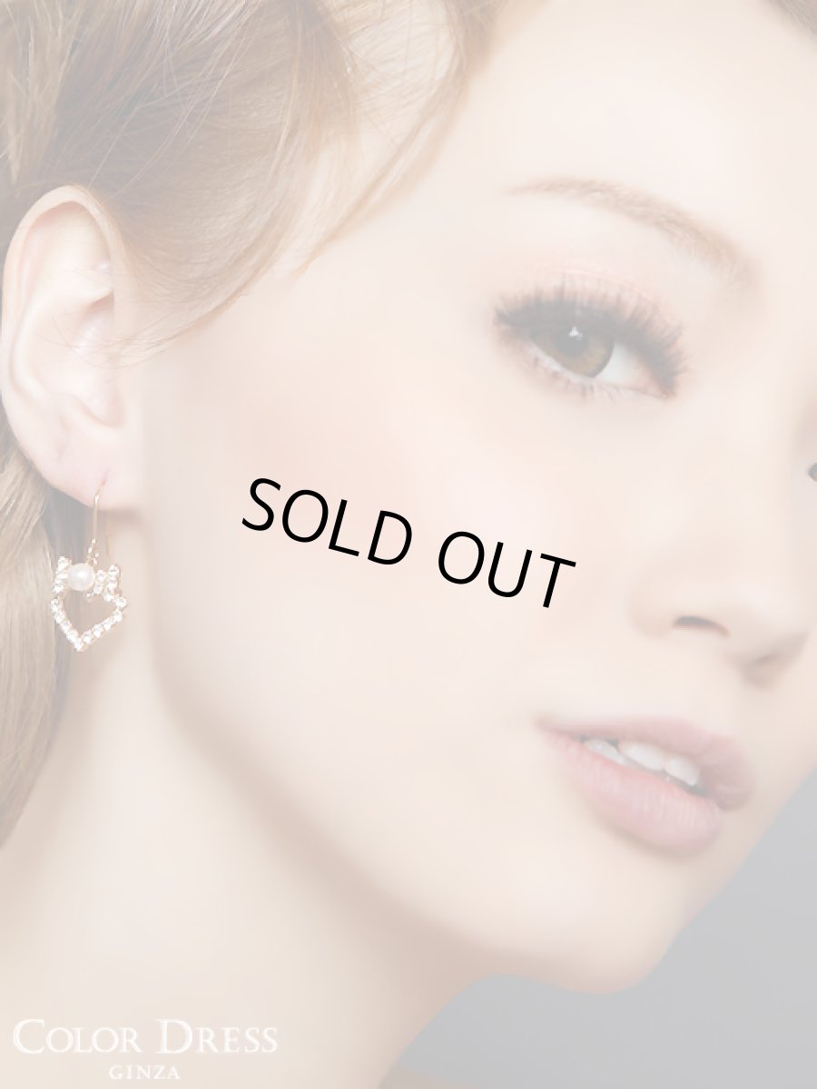 画像2: [渚着用][ジュエリー][ゴールド][シルバー]リボン・パール・ハートのモチーフ・ストーン・ピアス (2)