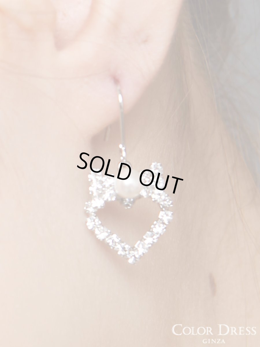 画像3: [渚着用][ジュエリー][ゴールド][シルバー]リボン・パール・ハートのモチーフ・ストーン・ピアス (3)