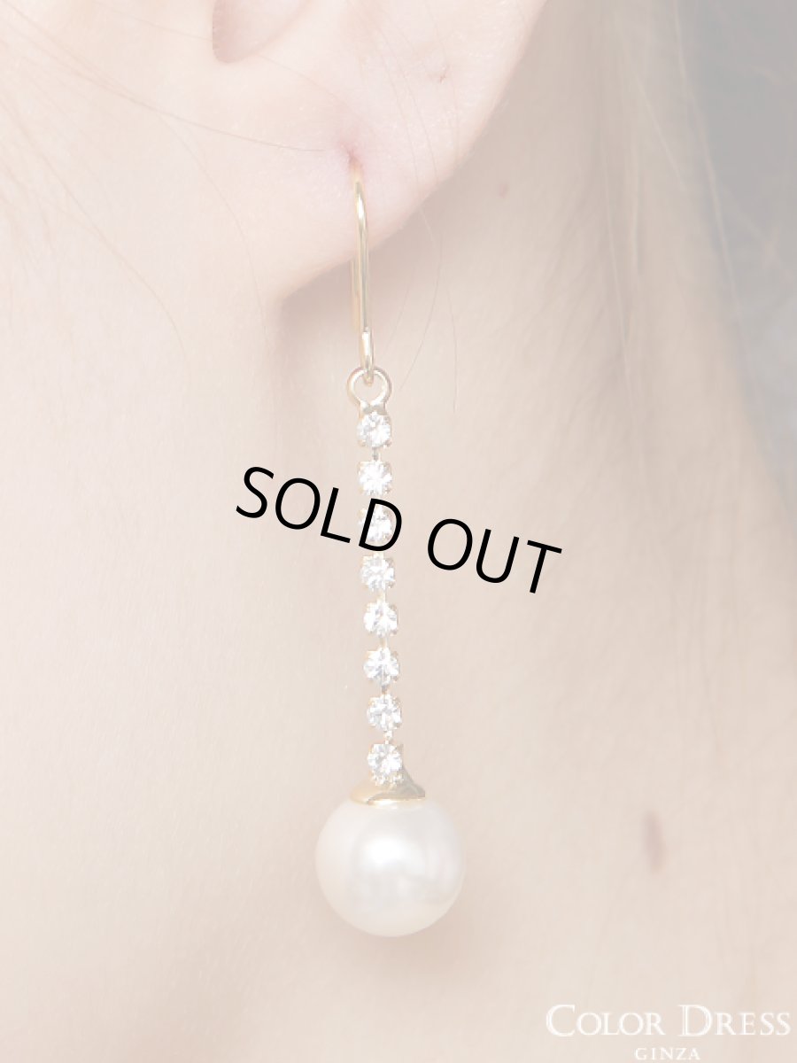 画像3: [渚着用][ジュエリー][シルバー][ゴールド]パ－ル・ラインストーン・シンプル模様・ピアス (3)