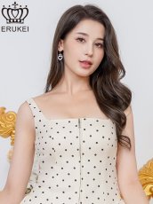 画像10: [ERUKEI]ドット・ノースリーブ・フロントジップ・バックスピンドル・Aライン・フレア・ミニドレス・ワンピース[送料無料] (10)