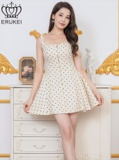 画像13: [ERUKEI]ドット・ノースリーブ・フロントジップ・バックスピンドル・Aライン・フレア・ミニドレス・ワンピース[送料無料] (13)
