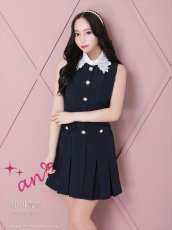 画像1: [Andy/an][an]襟付き・パールボタン・ポケット・ノースリーブ・Aライン・フレア・ワンピース・ミニドレス《送料＆代引き手数料無料》 (1)