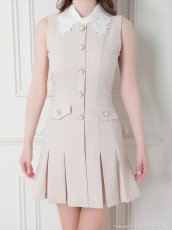 画像12: [Andy/an][an]襟付き・パールボタン・ポケット・ノースリーブ・Aライン・フレア・ワンピース・ミニドレス《送料＆代引き手数料無料》 (12)