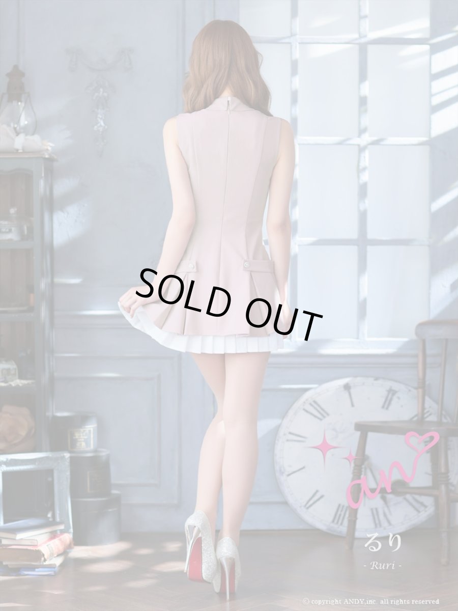 画像12: [Andy/an][an]襟付き・リボン・バストジップ・ノースリーブ・バイカラー・プリーツ・ワンピース・ミニドレス《送料＆代引き手数料無料》 (12)
