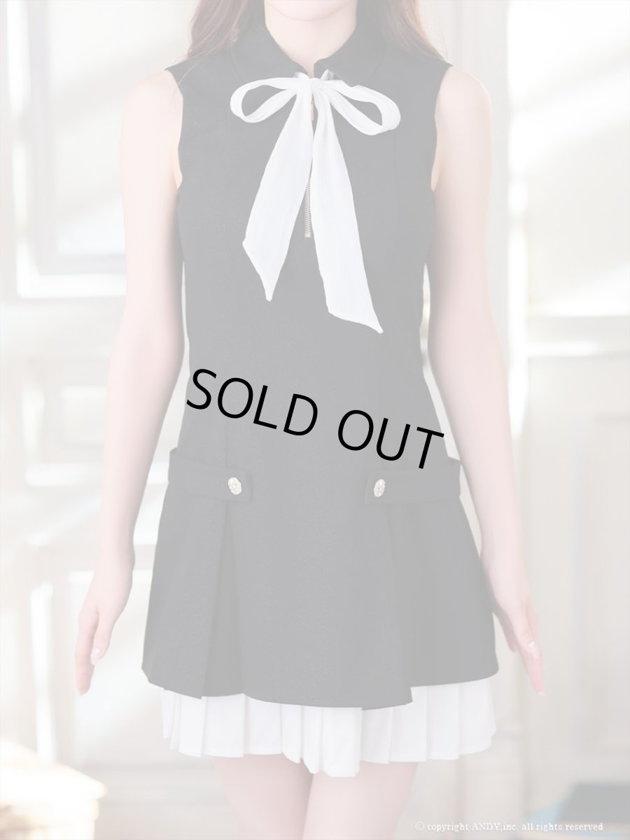 画像13: [Andy/an][an]襟付き・リボン・バストジップ・ノースリーブ・バイカラー・プリーツ・ワンピース・ミニドレス《送料＆代引き手数料無料》 (13)