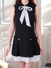 画像13: [Andy/an][an]襟付き・リボン・バストジップ・ノースリーブ・バイカラー・プリーツ・ワンピース・ミニドレス《送料＆代引き手数料無料》 (13)