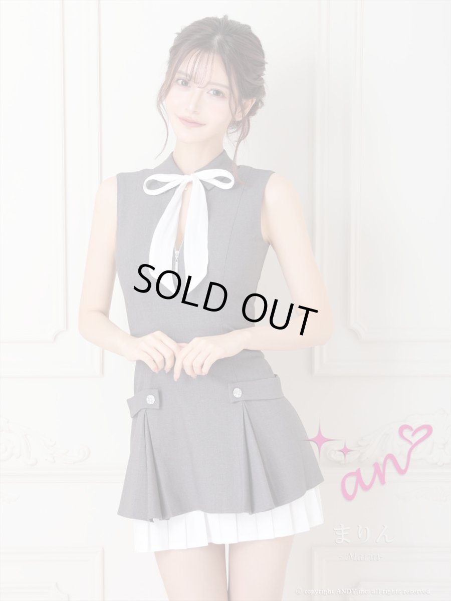 画像5: [Andy/an][an]襟付き・リボン・バストジップ・ノースリーブ・バイカラー・プリーツ・ワンピース・ミニドレス《送料＆代引き手数料無料》 (5)