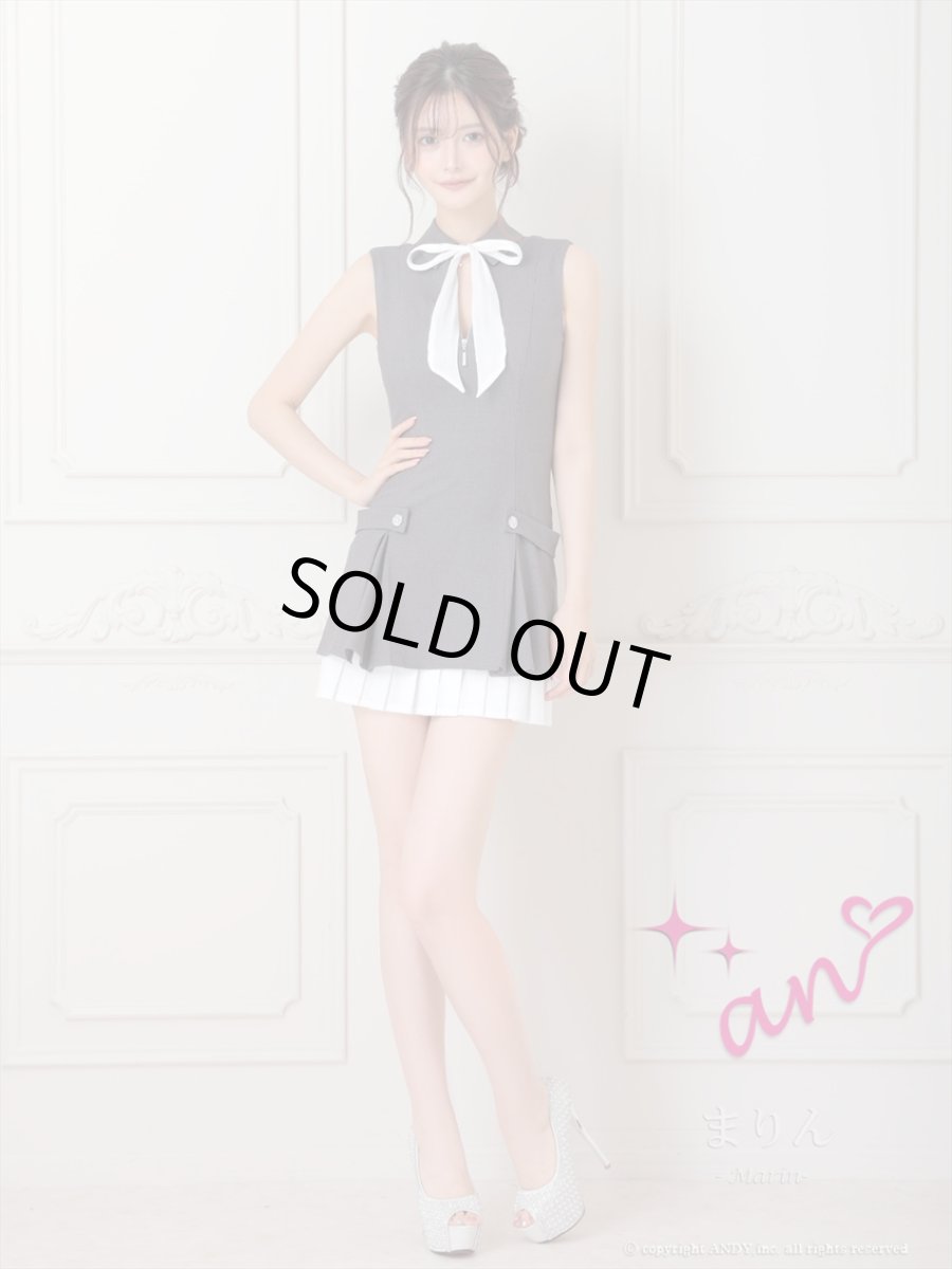 画像6: [Andy/an][an]襟付き・リボン・バストジップ・ノースリーブ・バイカラー・プリーツ・ワンピース・ミニドレス《送料＆代引き手数料無料》 (6)