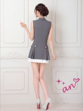画像8: [Andy/an][an]襟付き・リボン・バストジップ・ノースリーブ・バイカラー・プリーツ・ワンピース・ミニドレス《送料＆代引き手数料無料》 (8)