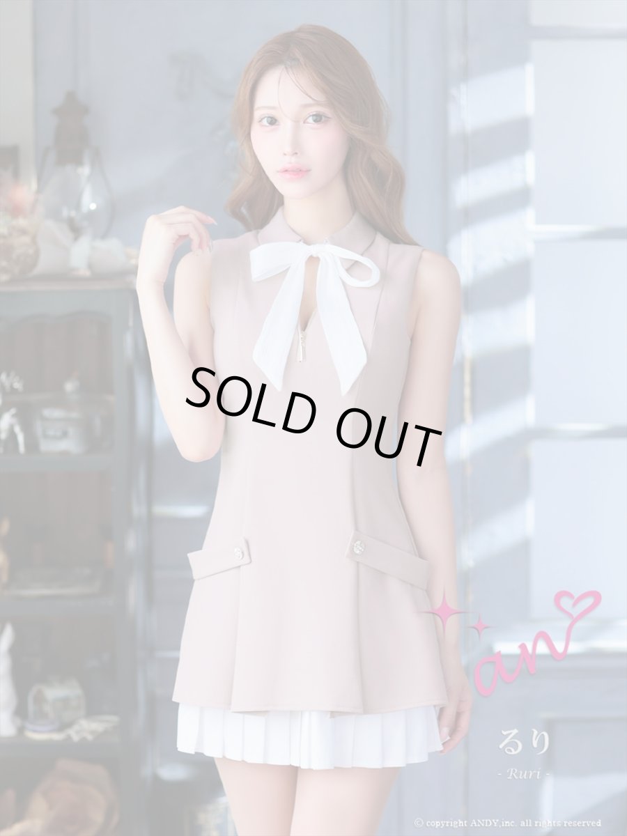 画像9: [Andy/an][an]襟付き・リボン・バストジップ・ノースリーブ・バイカラー・プリーツ・ワンピース・ミニドレス《送料＆代引き手数料無料》 (9)