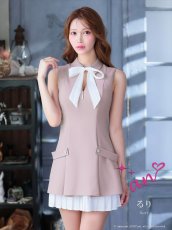 画像9: [Andy/an][an]襟付き・リボン・バストジップ・ノースリーブ・バイカラー・プリーツ・ワンピース・ミニドレス《送料＆代引き手数料無料》 (9)