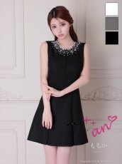 画像1: [Andy/an][an]ノースリーブ・フレア・ビジュー・リボン・Aライン・ミニドレス・ワンピース《送料＆代引き手数料無料》 (1)