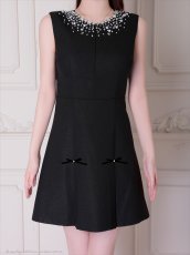 画像6: [Andy/an][an]ノースリーブ・フレア・ビジュー・リボン・Aライン・ミニドレス・ワンピース《送料＆代引き手数料無料》 (6)