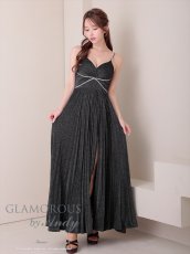 画像5: [Andy/an][Andy]ビジュー・ラメ・プリーツ・キャミソール・スリット・ストレッチ・フレア・ロングドレス・キャバドレス《送料＆代引き手数料無料》 (5)