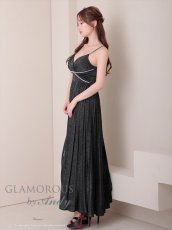 画像6: [Andy/an][Andy]ビジュー・ラメ・プリーツ・キャミソール・スリット・ストレッチ・フレア・ロングドレス・キャバドレス《送料＆代引き手数料無料》 (6)