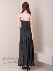 画像7: [Andy/an][Andy]ビジュー・ラメ・プリーツ・キャミソール・スリット・ストレッチ・フレア・ロングドレス・キャバドレス《送料＆代引き手数料無料》 (7)