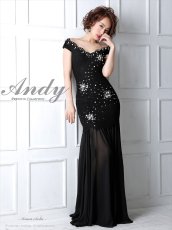 画像1: [Andy/an]ロング・レース・シフォンヘム・マーメイドライン・ビジュー・フロントスリット・ノースリーブ・ロングドレス《送料＆代引き手数料無料》 (1)