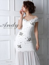 画像12: [Andy/an]ロング・レース・シフォンヘム・マーメイドライン・ビジュー・フロントスリット・ノースリーブ・ロングドレス《送料＆代引き手数料無料》 (12)