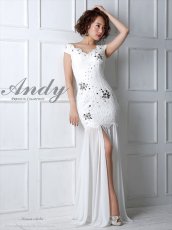 画像9: [Andy/an]ロング・レース・シフォンヘム・マーメイドライン・ビジュー・フロントスリット・ノースリーブ・ロングドレス《送料＆代引き手数料無料》 (9)