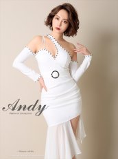 画像12: [SALE品のため返品不可＆再入荷なしの現品限り][Andy/an]長袖・オープンショルダー・スタッズ・シフォンヘム・バックル・マーメイド・ミディアムドレス・ワンピース (12)