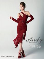 画像13: [SALE品のため返品不可＆再入荷なしの現品限り][Andy/an]長袖・オープンショルダー・スタッズ・シフォンヘム・バックル・マーメイド・ミディアムドレス・ワンピース (13)