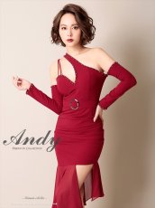 画像16: [SALE品のため返品不可＆再入荷なしの現品限り][Andy/an]長袖・オープンショルダー・スタッズ・シフォンヘム・バックル・マーメイド・ミディアムドレス・ワンピース (16)