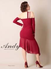 画像17: [SALE品のため返品不可＆再入荷なしの現品限り][Andy/an]長袖・オープンショルダー・スタッズ・シフォンヘム・バックル・マーメイド・ミディアムドレス・ワンピース (17)