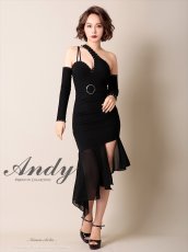 画像5: [SALE品のため返品不可＆再入荷なしの現品限り][Andy/an]長袖・オープンショルダー・スタッズ・シフォンヘム・バックル・マーメイド・ミディアムドレス・ワンピース (5)