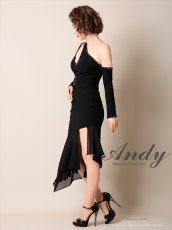 画像6: [SALE品のため返品不可＆再入荷なしの現品限り][Andy/an]長袖・オープンショルダー・スタッズ・シフォンヘム・バックル・マーメイド・ミディアムドレス・ワンピース (6)