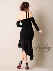 画像7: [SALE品のため返品不可＆再入荷なしの現品限り][Andy/an]長袖・オープンショルダー・スタッズ・シフォンヘム・バックル・マーメイド・ミディアムドレス・ワンピース (7)