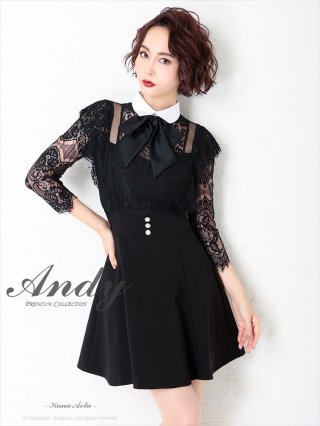 チェック柄・ベア・タイト・バックリボン・ミニ丈/Andy - カラードレス