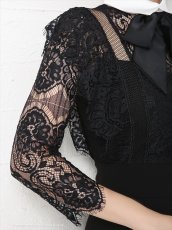 画像15: [Andy/an][an]襟付き・リボン・レース・七分袖・フレア・Aライン・ミニドレス・ワンピース・キャバドレス《送料＆代引き手数料無料》 (15)