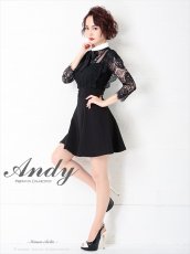 画像3: [Andy/an][an]襟付き・リボン・レース・七分袖・フレア・Aライン・ミニドレス・ワンピース・キャバドレス《送料＆代引き手数料無料》 (3)