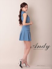 画像12: [Andy/an][Andy]ワンカラー・ビジューボタン・襟付き・ノースリーブ・Vネック・ボックスプリーツ・フレア・ミニドレス《送料＆代引き手数料無料》 (12)