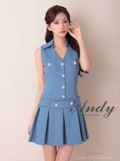 画像13: [Andy/an][Andy]ワンカラー・ビジューボタン・襟付き・ノースリーブ・Vネック・ボックスプリーツ・フレア・ミニドレス《送料＆代引き手数料無料》 (13)