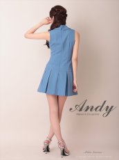 画像14: [Andy/an][Andy]ワンカラー・ビジューボタン・襟付き・ノースリーブ・Vネック・ボックスプリーツ・フレア・ミニドレス《送料＆代引き手数料無料》 (14)