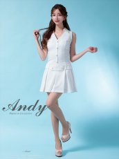 画像9: [Andy/an][Andy]ワンカラー・ビジューボタン・襟付き・ノースリーブ・Vネック・ボックスプリーツ・フレア・ミニドレス《送料＆代引き手数料無料》 (9)