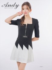 画像12: [Andy/an][Andy] 五分袖・プリーツ ・ベルト・バイカラー・Aライン・ミニドレス・ワンピース《送料＆代引き手数料無料》 (12)