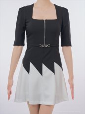 画像15: [Andy/an][Andy] 五分袖・プリーツ ・ベルト・バイカラー・Aライン・ミニドレス・ワンピース《送料＆代引き手数料無料》 (15)