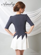 画像7: [Andy/an][Andy] 五分袖・プリーツ ・ベルト・バイカラー・Aライン・ミニドレス・ワンピース《送料＆代引き手数料無料》 (7)