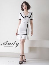 画像11: [ S-Mサイズ / 3カラー ][SALE品のため返品不可＆再入荷なしの現品限り][Andy/an][an]セーラーカラー・パイピング・ボタン・半袖・タイト・裾フリル・膝丈・ミニドレス・ワンピース《送料＆代引き手数料無料》 (11)