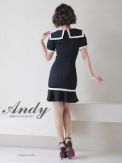 画像4: [ S-Mサイズ / 3カラー ][SALE品のため返品不可＆再入荷なしの現品限り][Andy/an][an]セーラーカラー・パイピング・ボタン・半袖・タイト・裾フリル・膝丈・ミニドレス・ワンピース《送料＆代引き手数料無料》 (4)