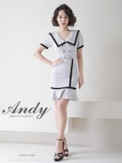 画像6: [ S-Mサイズ / 3カラー ][SALE品のため返品不可＆再入荷なしの現品限り][Andy/an][an]セーラーカラー・パイピング・ボタン・半袖・タイト・裾フリル・膝丈・ミニドレス・ワンピース《送料＆代引き手数料無料》 (6)