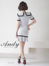 画像8: [ S-Mサイズ / 3カラー ][SALE品のため返品不可＆再入荷なしの現品限り][Andy/an][an]セーラーカラー・パイピング・ボタン・半袖・タイト・裾フリル・膝丈・ミニドレス・ワンピース《送料＆代引き手数料無料》 (8)