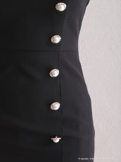 画像15: [Andy/an]五分袖・ミニ・白黒・フリル・リボン・飾りボタン・パフスリーブ・タイト・ミニドレス・ワンピース《送料＆代引き手数料無料》 (15)