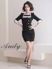 画像5: [Andy/an]五分袖・ミニ・白黒・フリル・リボン・飾りボタン・パフスリーブ・タイト・ミニドレス・ワンピース《送料＆代引き手数料無料》 (5)
