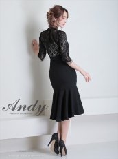 画像13: [SALE品のため返品不可＆再入荷なしの現品限り][ S-Mサイズ / 3カラー ][Andy/an][Andy]マーメイド レース・デコルテシアー・七分袖・フィッシュテール・ミディアムドレス《送料＆代引き手数料無料》 (13)