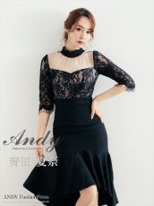 画像14: [SALE品のため返品不可＆再入荷なしの現品限り][ S-Mサイズ / 3カラー ][Andy/an][Andy]マーメイド レース・デコルテシアー・七分袖・フィッシュテール・ミディアムドレス《送料＆代引き手数料無料》 (14)
