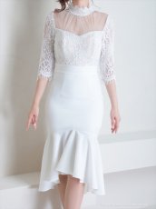 画像15: [SALE品のため返品不可＆再入荷なしの現品限り][ S-Mサイズ / 3カラー ][Andy/an][Andy]マーメイド レース・デコルテシアー・七分袖・フィッシュテール・ミディアムドレス《送料＆代引き手数料無料》 (15)