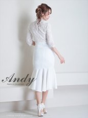 画像3: [SALE品のため返品不可＆再入荷なしの現品限り][ S-Mサイズ / 3カラー ][Andy/an][Andy]マーメイド レース・デコルテシアー・七分袖・フィッシュテール・ミディアムドレス《送料＆代引き手数料無料》 (3)